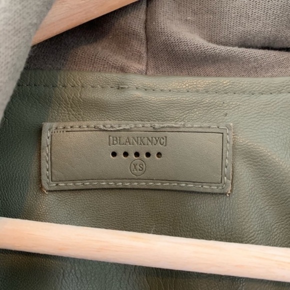 Blank NYC Vegan Leather and Ponte Drape Dark Green Jacket - Picture 5 of 8